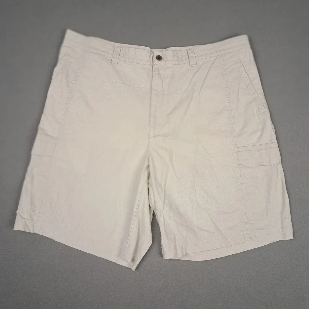 Cubavera Linen Shorts Mens 40 Khaki Cargo 10